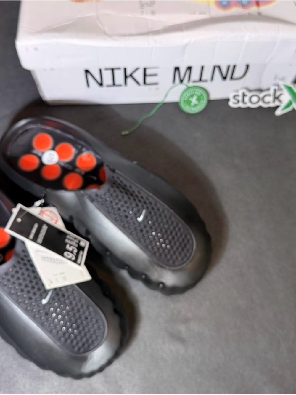 Nike Black Slip-On Foam Runners with Orange Insole Accents